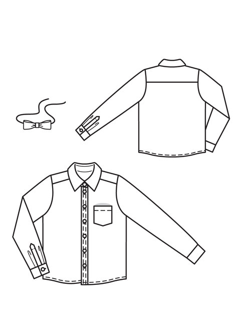 Shirt With Bow Tie 08/2012 #152 – Sewing Patterns | BurdaStyle.com