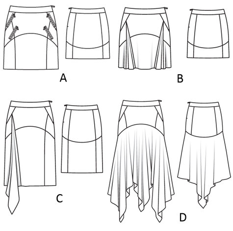 BurdaEasy Seamed Skirts HW/2014 #3A, B, C, D – Sewing Patterns ...
