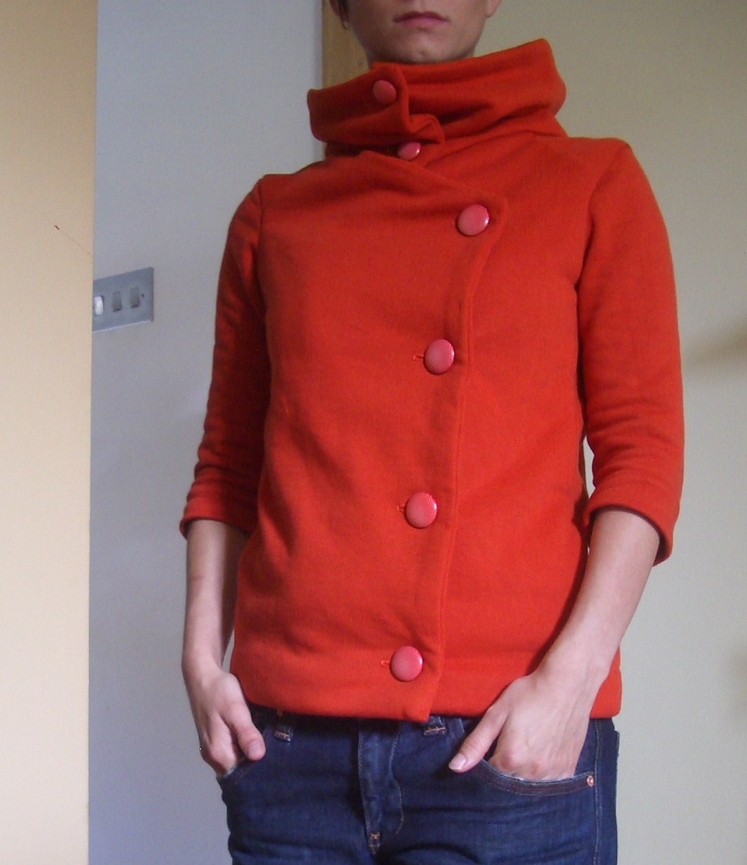Buttonup jacket in burntorange jersey Sewing Projects