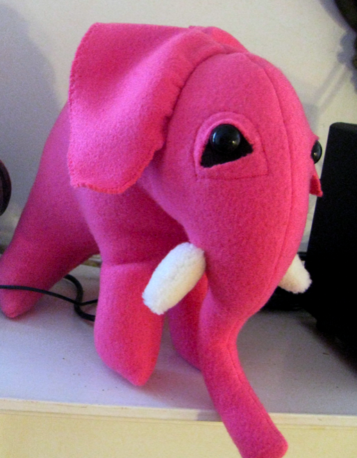 small pink stuffed elephant