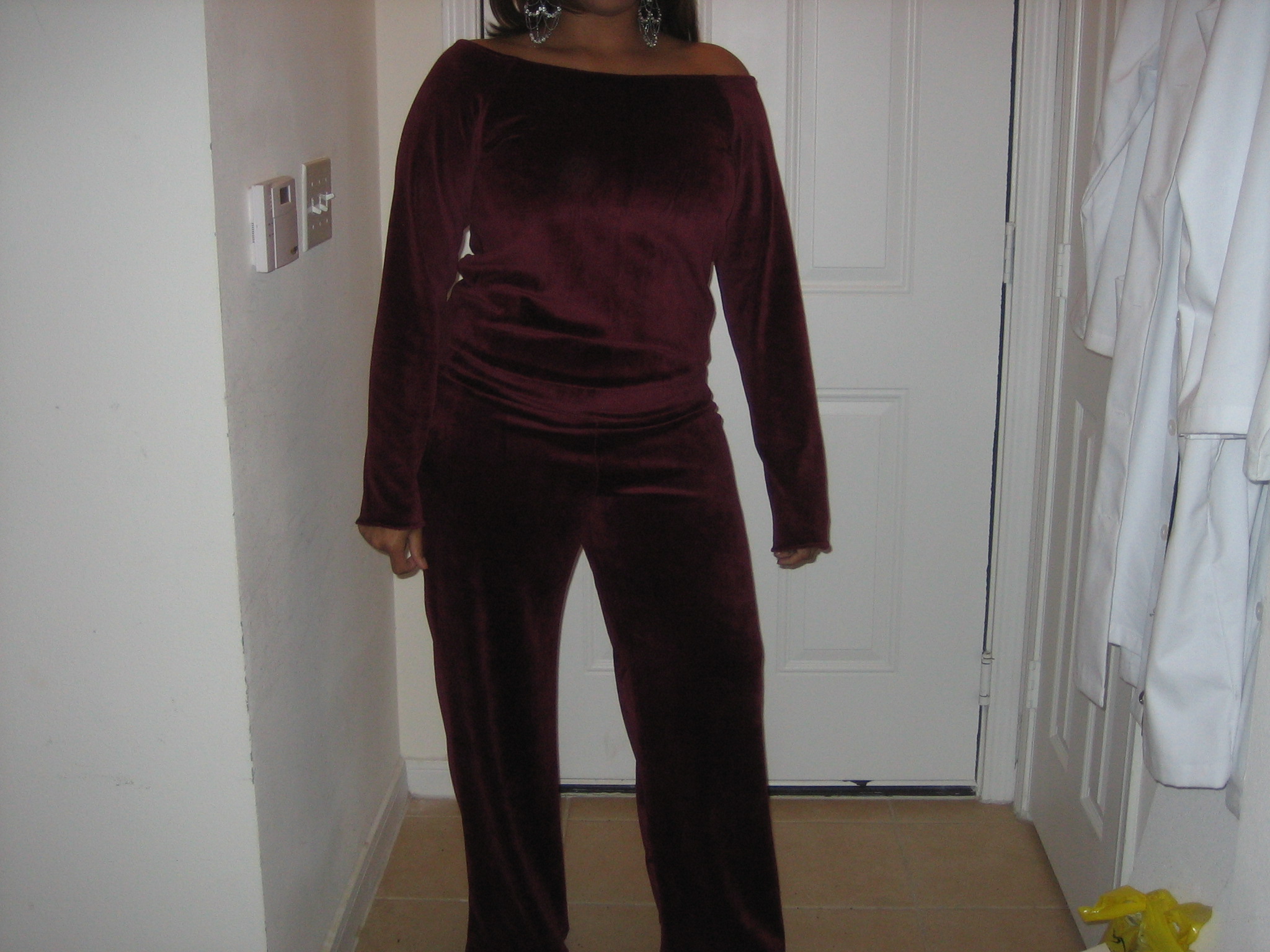 Velour off-the-shoulder jumpsuit â Sewing Projects | BurdaStyle.com