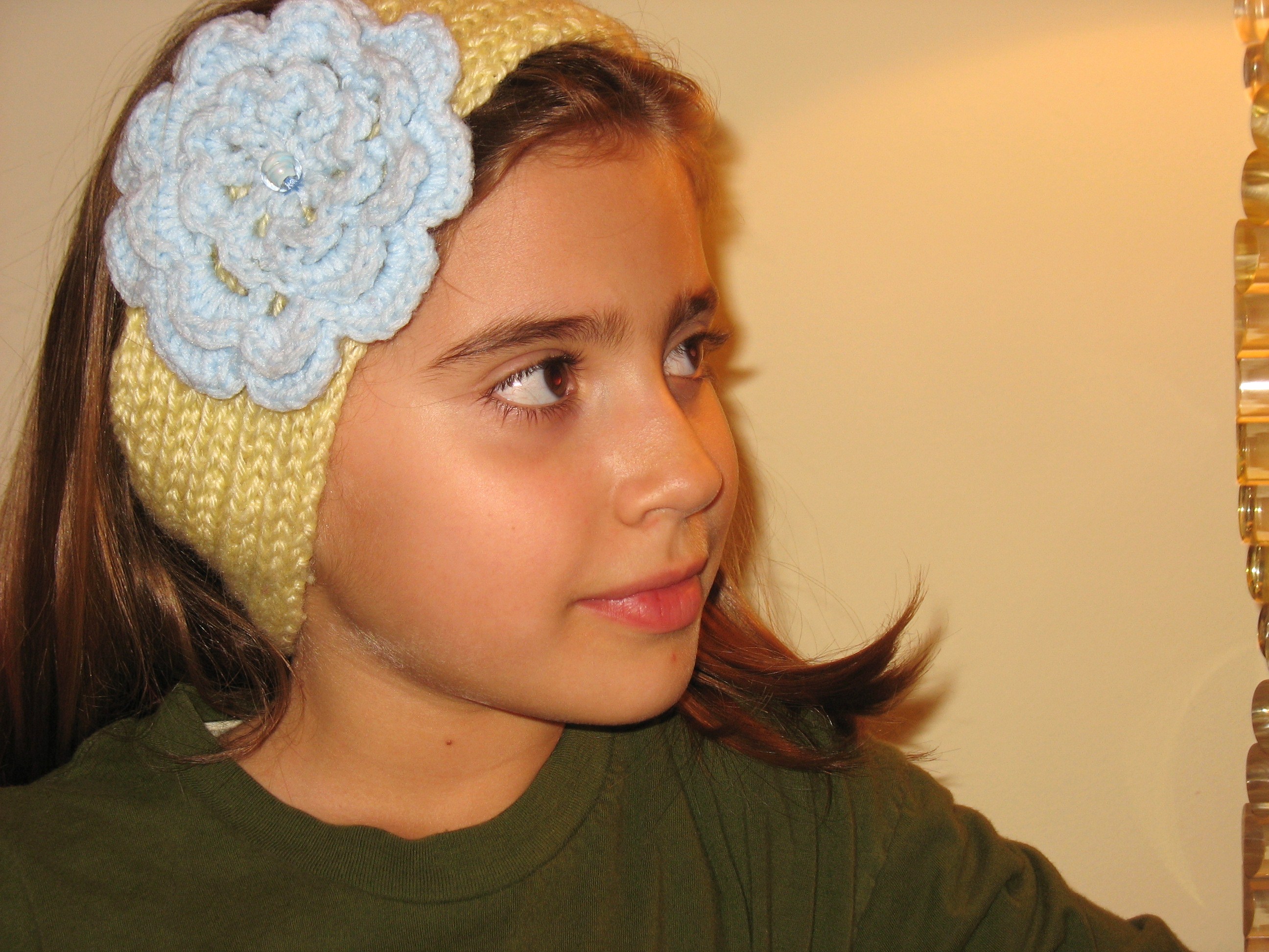 HandKnit EarWarmers/Headbands with Flower Embellishments Sewing