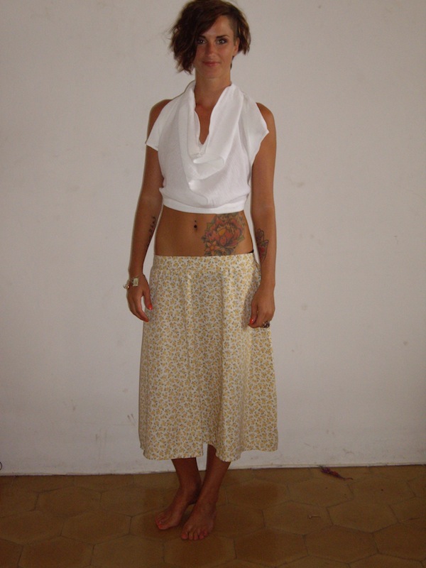 cream halter neck top