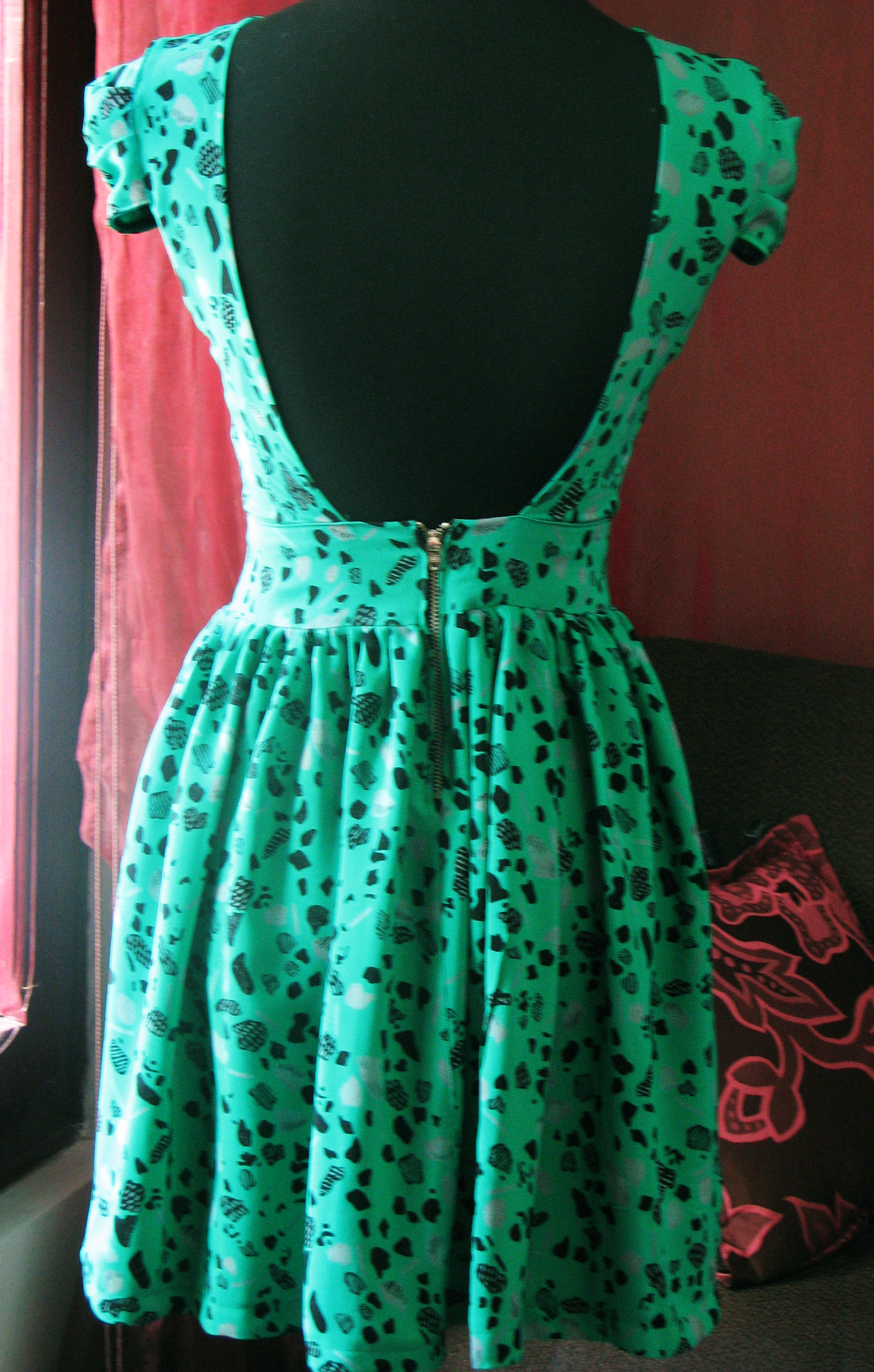 Low back, green summer dress Sewing Projects