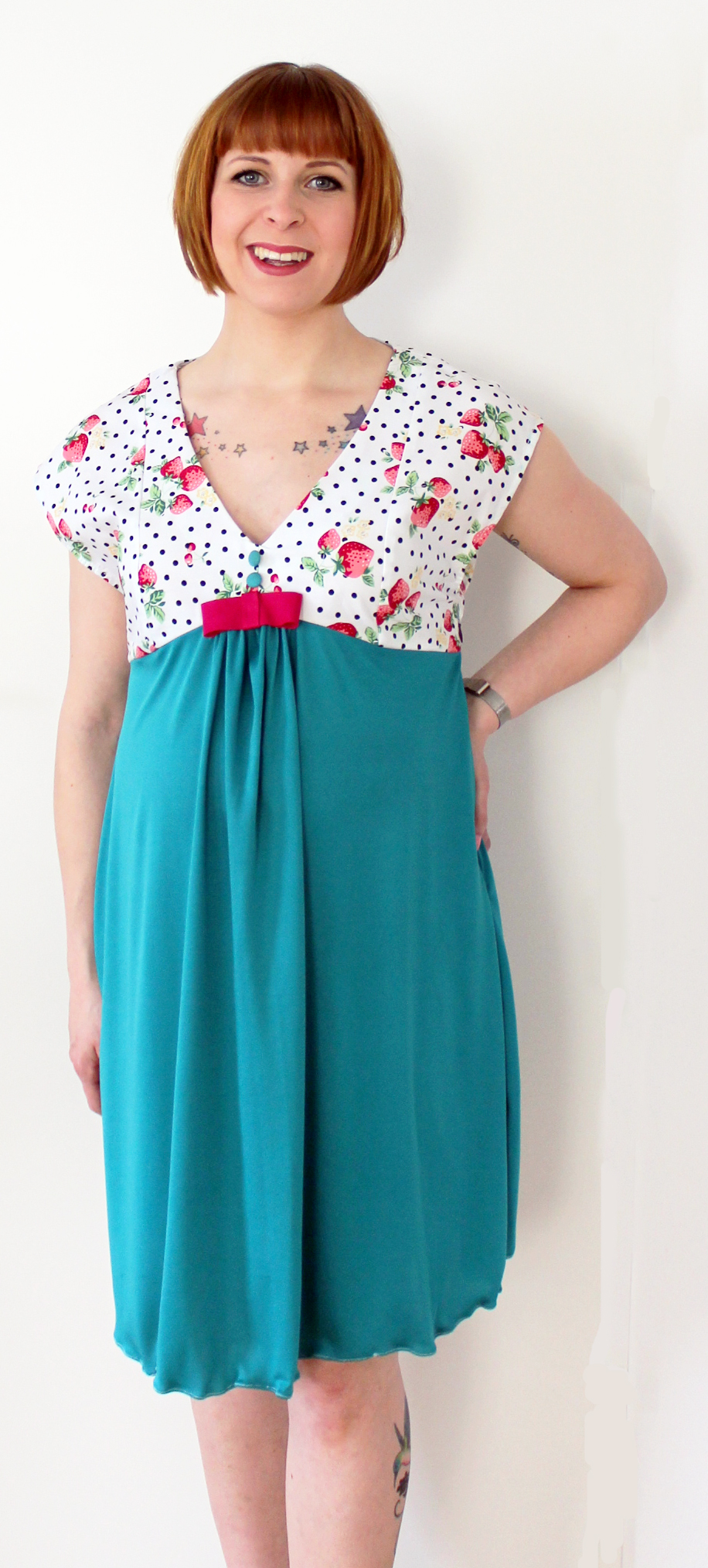 Turquois Strawberry Maternity Dress Sewing Projects 