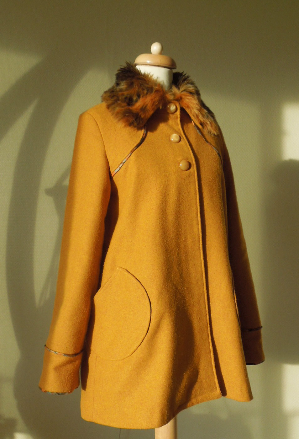 mustard coat with fur collar Sewing Projects