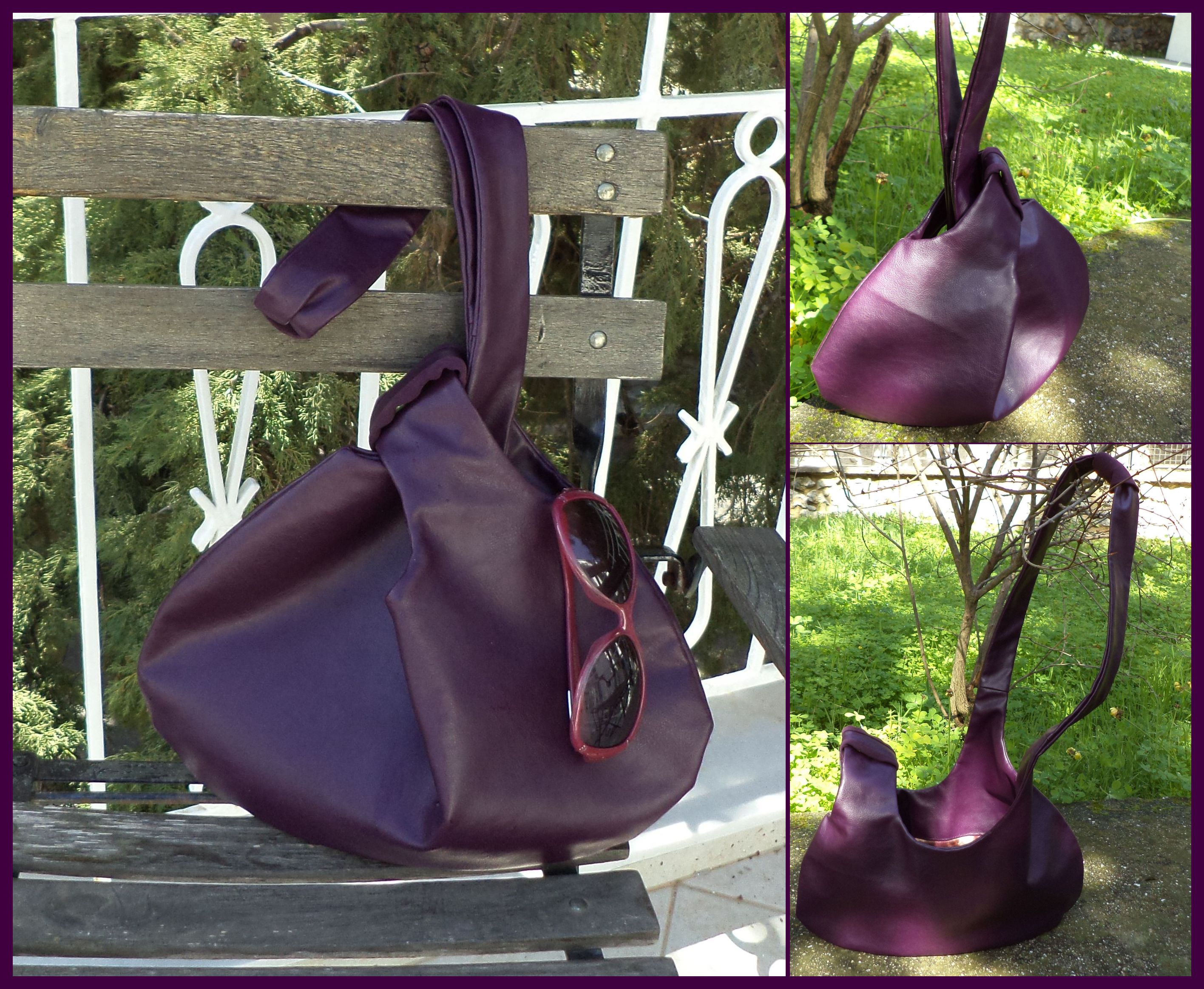 Faux leather puple knot purse Sewing Projects