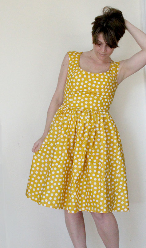 yellow polka dotted dress