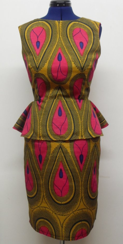  African  Print Tear Drop Peplum Dress  Sewing Projects 