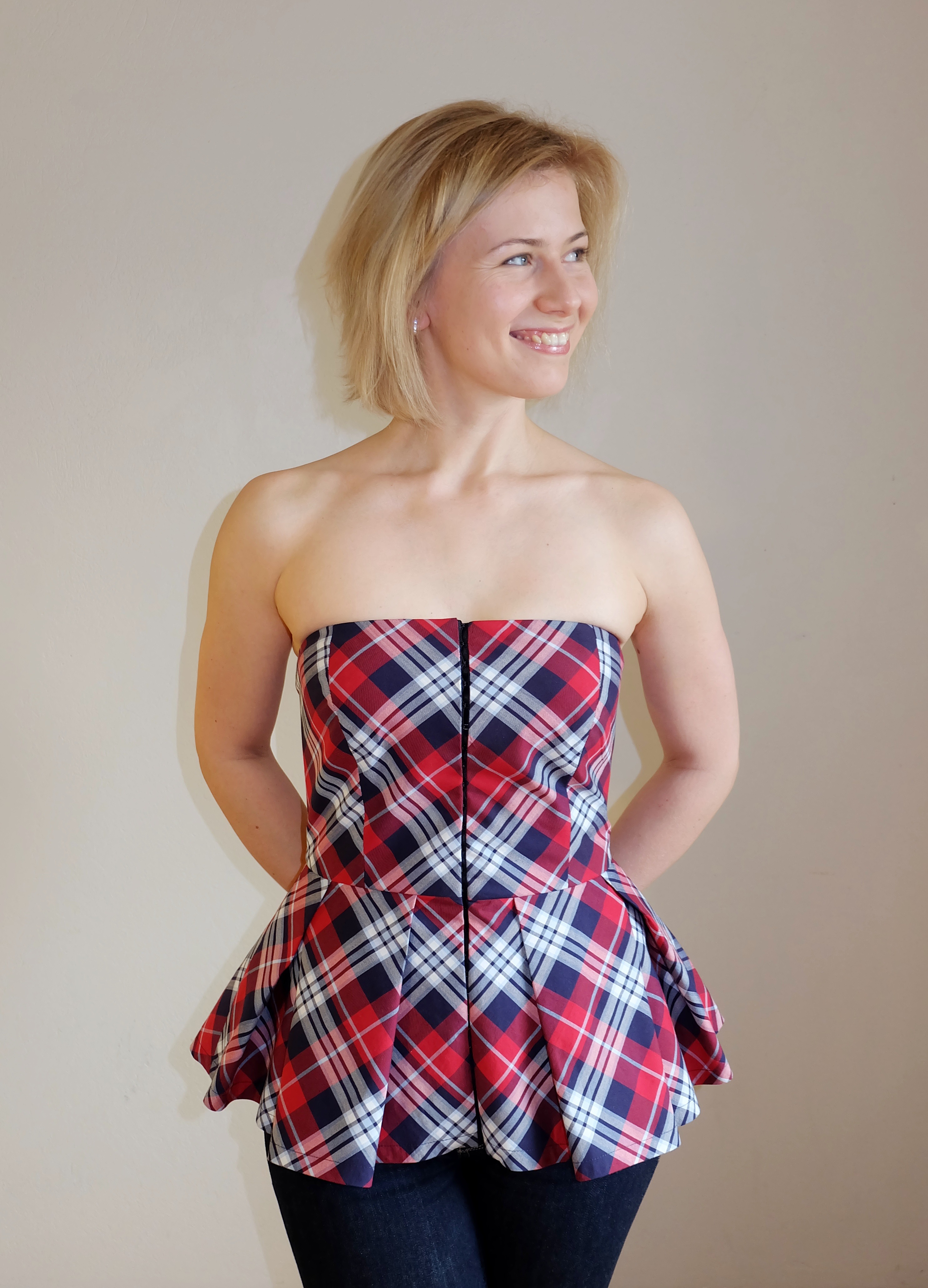 Plaid Peplum Bustier – Sewing Projects | BurdaStyle.com