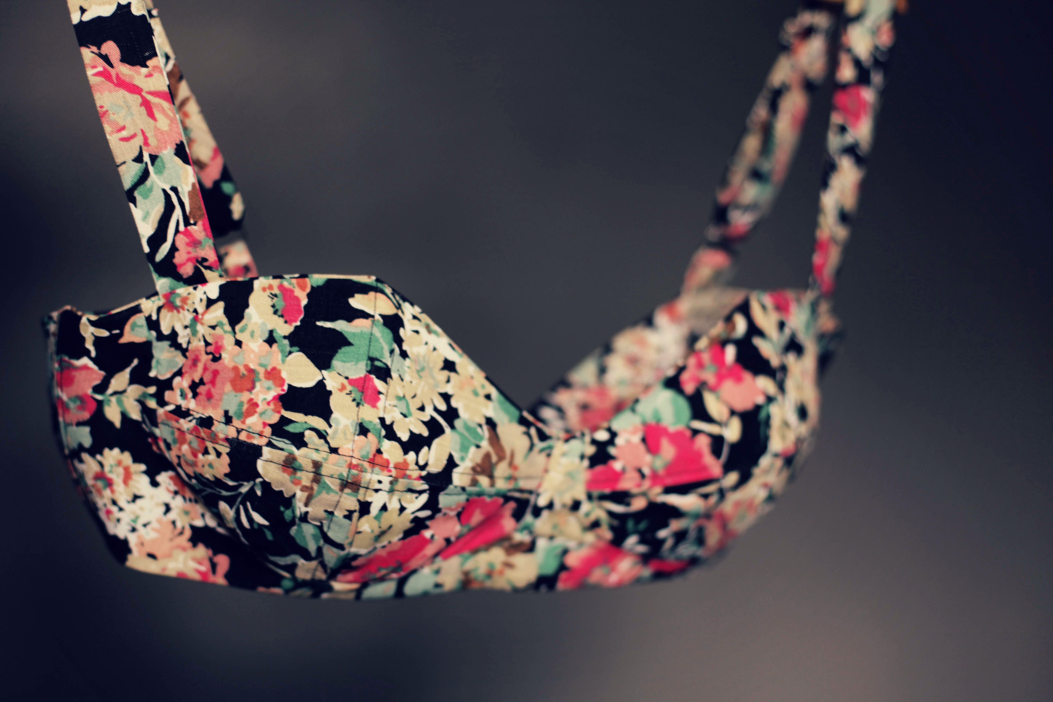 Red and Black Floral Bustier Swimsuit Top - Sewing ...