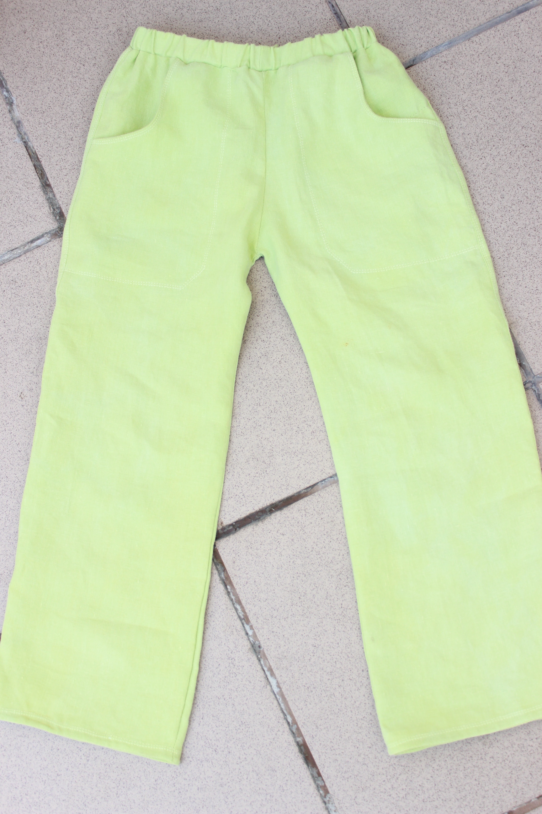 lime green linen trousers