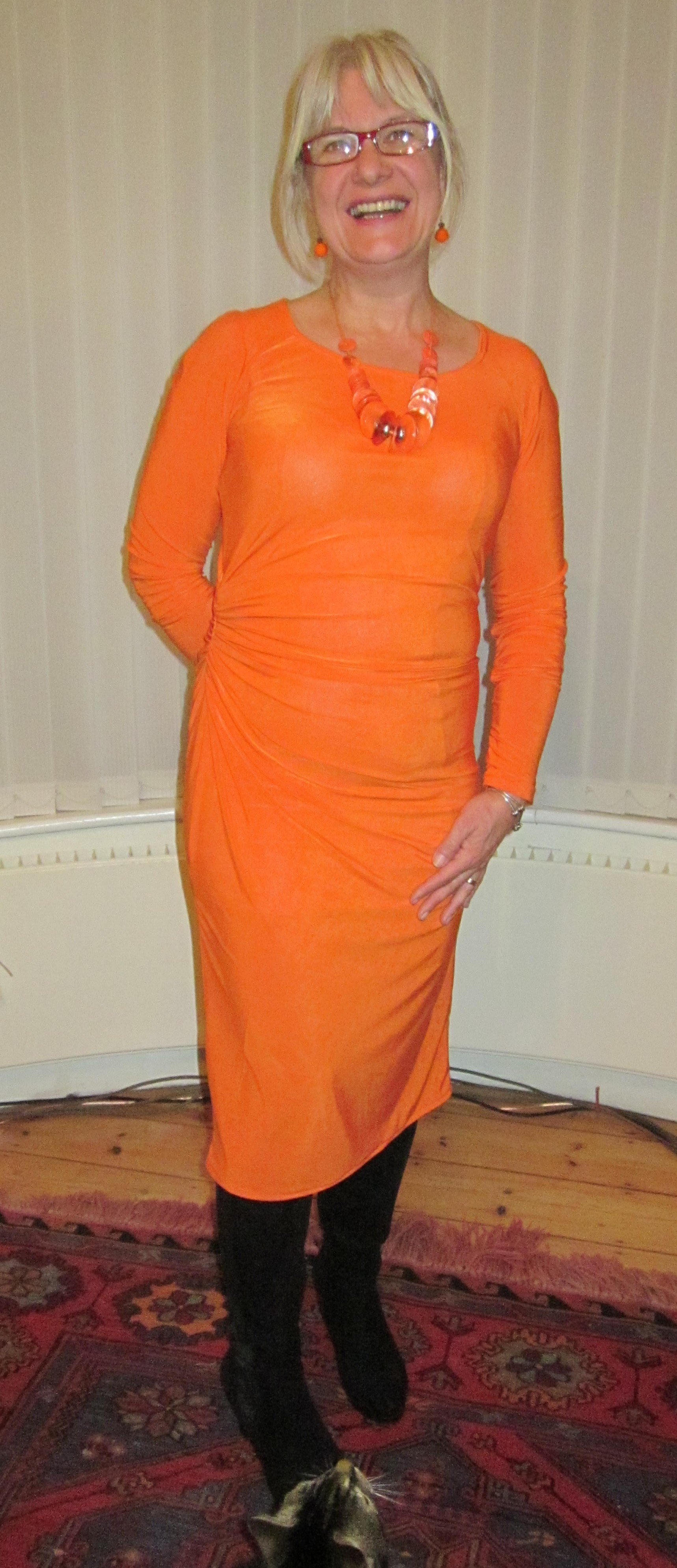 Ruched Dress in bright orange..... – Sewing Projects | BurdaStyle.com