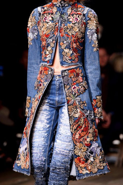 Alexander MCQueen inspired denim jacket with embroidered floral ...