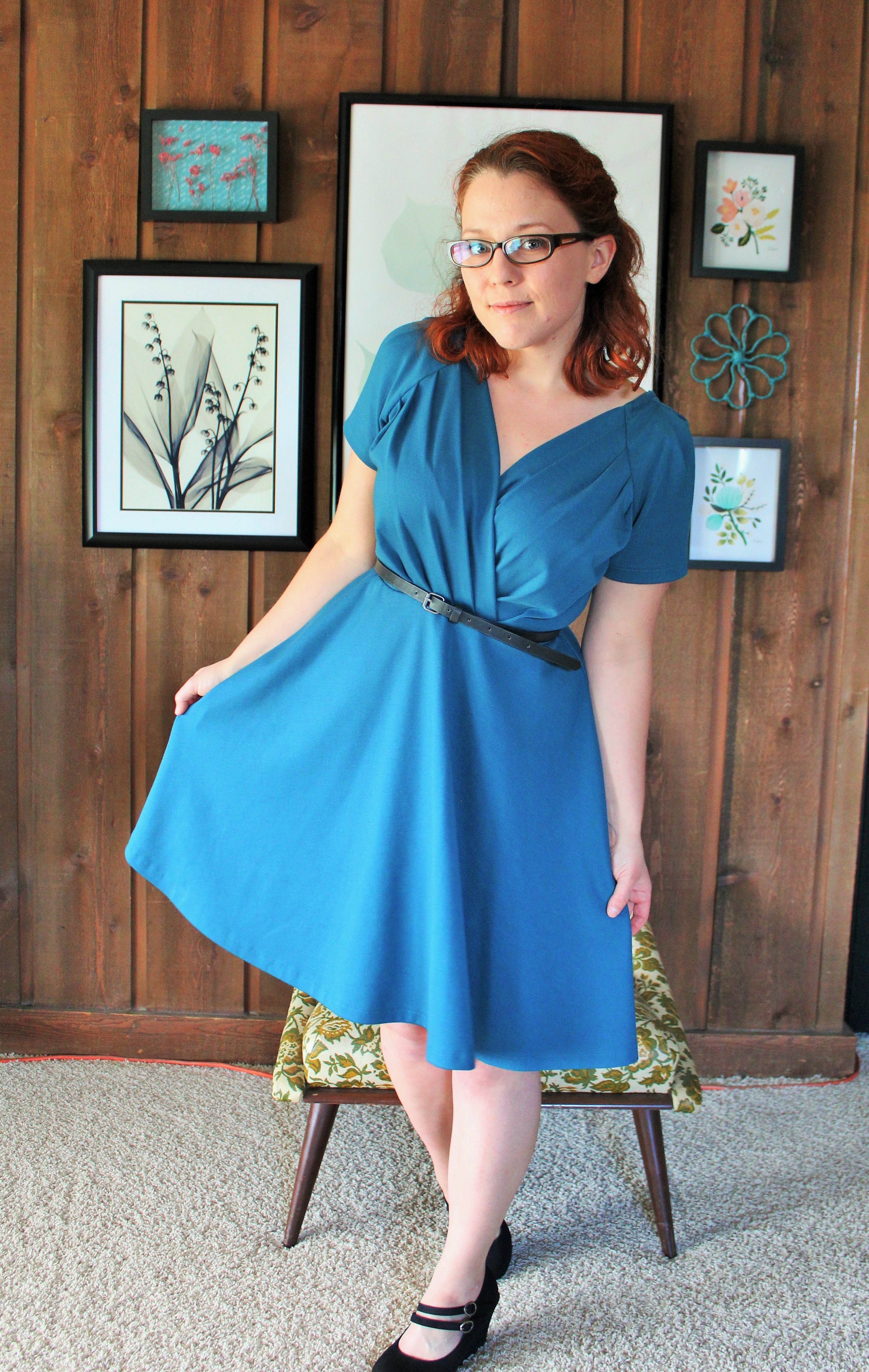 Surplice Pleated Bodice Pleated Sleeve Dress – Sewing Projects